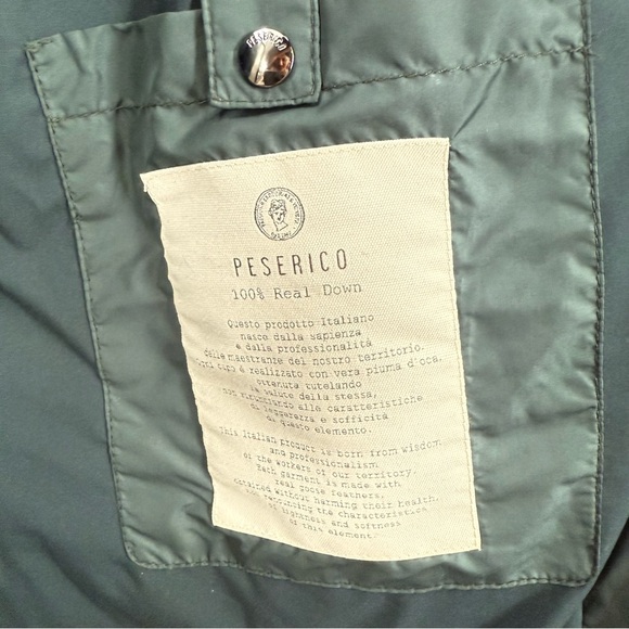 Peserico Long Hooded Puffer Vest Goose Down Feather Quilted Jeweled Trim Italy - Picture 11 of 16